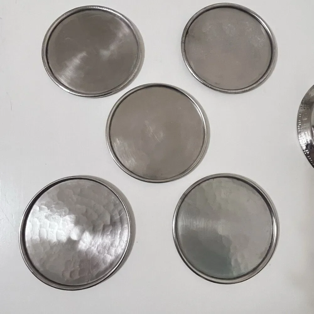 Blue Pheasant Winsford Shiny Nickel, Coasters Set of 5, Etched Metal